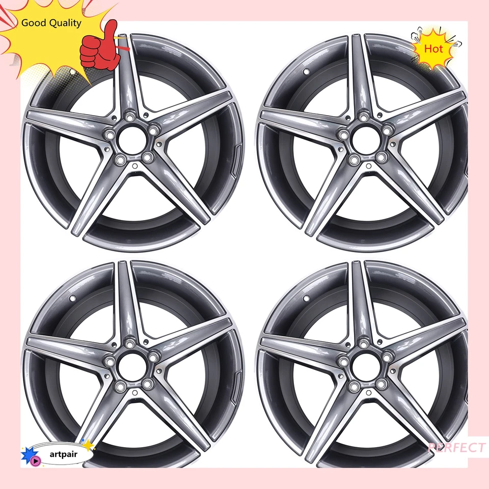 4 Wheel Rims 18" X 8.5" Rim Fits For Mercedes-Benz C200 C300 E300 E350 CLA300 US - Image 2 of 4