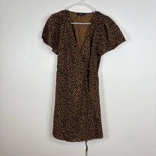 Madewell Leopard Animal Print Cotton Wrap Dress Size Medium