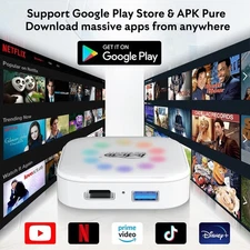 LED,Wireless CarPlay & Android Auto Box Adapter, Built in Youtube,Netflix,HDMI~