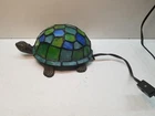 VTG Tiffany Style Tortoise Lamp Small Stained Glass Turtle Desk Lamp EXCELLENT