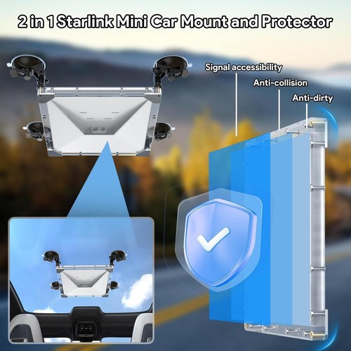 Starlink Mini Support Voiture avec Étui de Protection, Porte Ventouse Toit Solaire - Photo 2/9