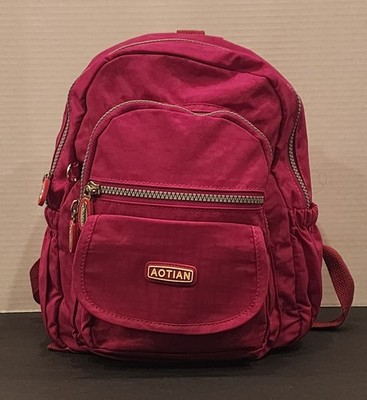 Aotian - Small Magenta Nylon Travel Backpack Purse - Adjustable Strap
