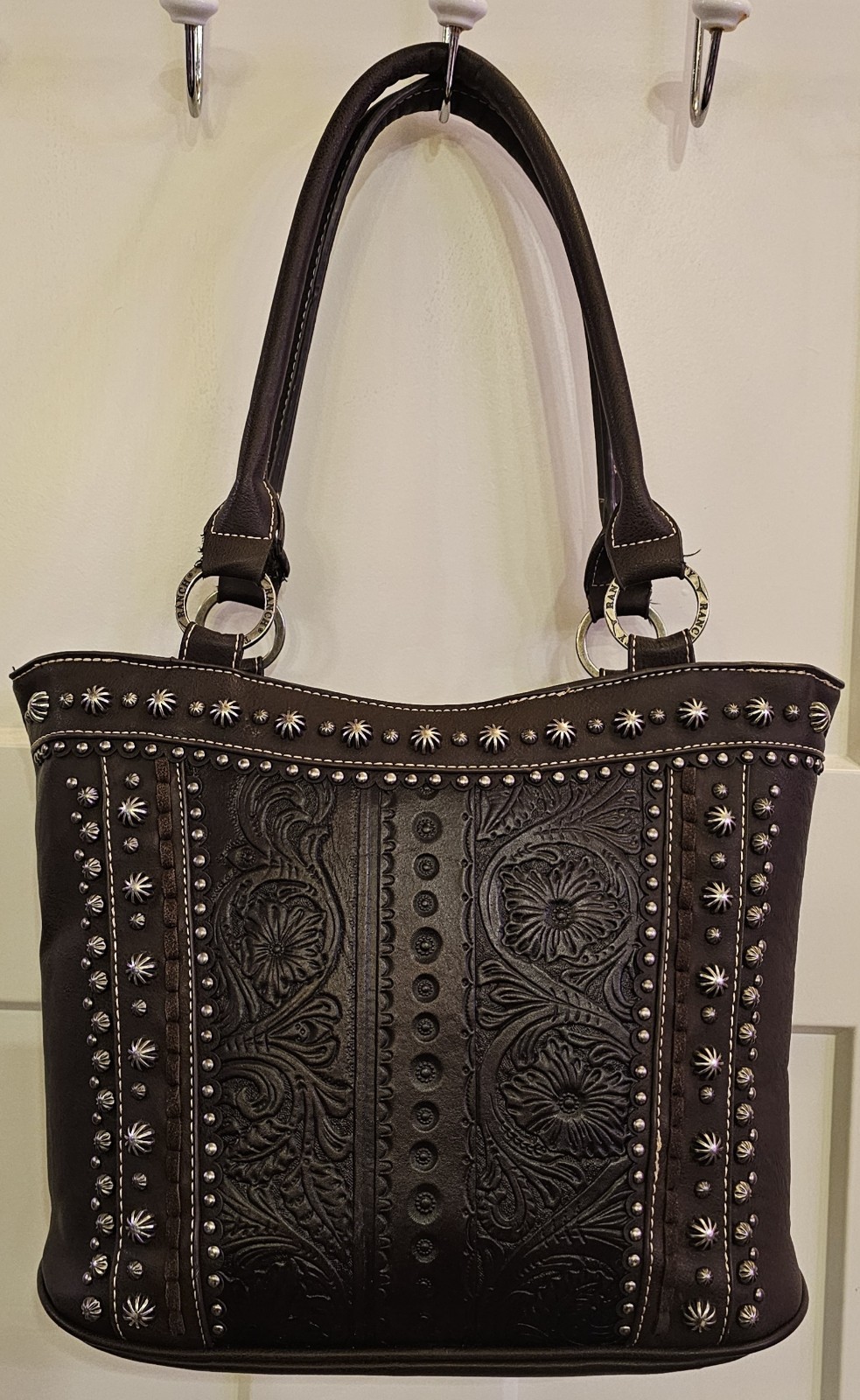 Trinity Ranch Western Studded Embossed Floral Sho… - image 1