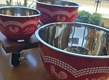 Temp-tations Doodle Doo PPP-497516 Red Enamel on Stainless Nesting Bowl Set (3)