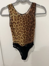 Guy LaRoche Vintage Leopard Mesh Lingerie Lace Romper 80s