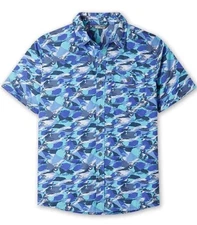 Stio Men's Curtis Hot Spring Brush Stroke Camo Camp Shirt Short Sleeve