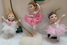 Kurt Adler Little Girl Ballerina Ornaments Set of 3 Brand New, Adorable 3.5"