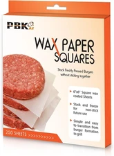 Hamburger Patty Paper Sheets, Wax Squares 250 pcs 6" x x 6", White 