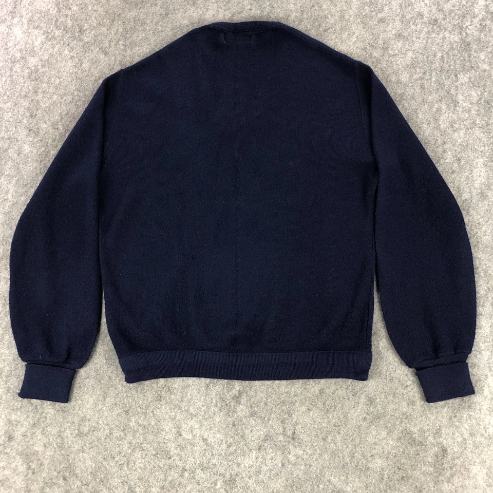 Винтажный Lacoste Izod мужской свитер большой темно-синий длинным рукавом крокодила логотип акрил - Изображение 2 из 4