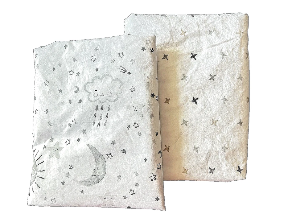 Lote de sábanas ajustables para cuna POTTERY BARN KIDS/2 estrellas 100 % algodón orgánico gris sol Foto 2 de 4