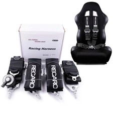 Black RECARO 4 Point 3" Racing Seat Belt Quick Release Seatbelt Snap-On Harness