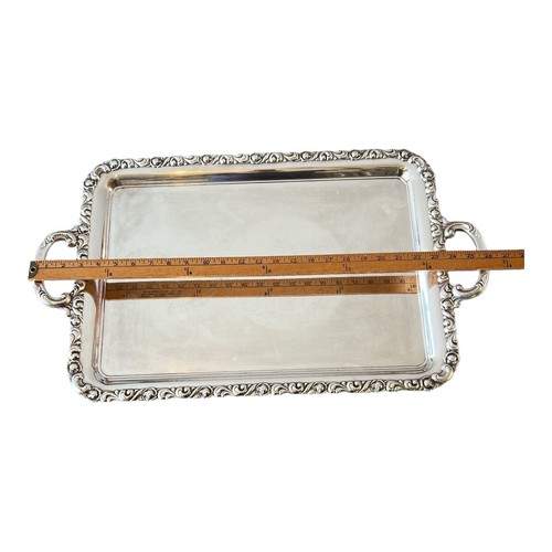 Alpacca Silver Plate Waiter Serving Tray Large Rectangular 15x26 - Picture 11 of 15
