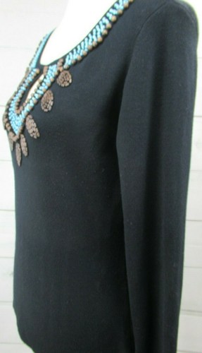 Willi Smith Women's Beaded Neck Embellished Pullover Keyhole Size L Sweater - Picture 11 of 11