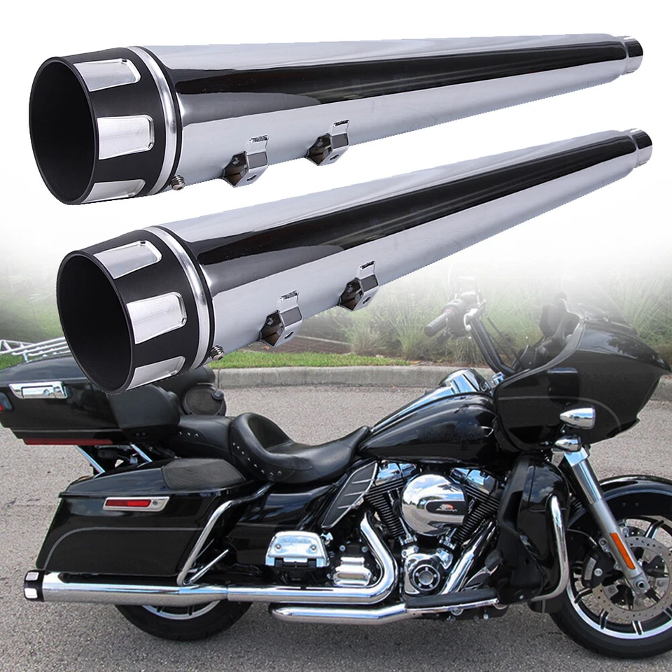 4" Megaphone Slip-Ons Exhaust Pipe Mufflers For Harley Electra Glide Road King - Image 4 of 4