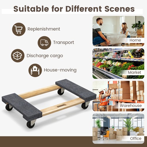 18"×30" Furniture Dolly Moving Carrier Mover Handle Casters 1000lbs Capacity - Picture 5 of 9