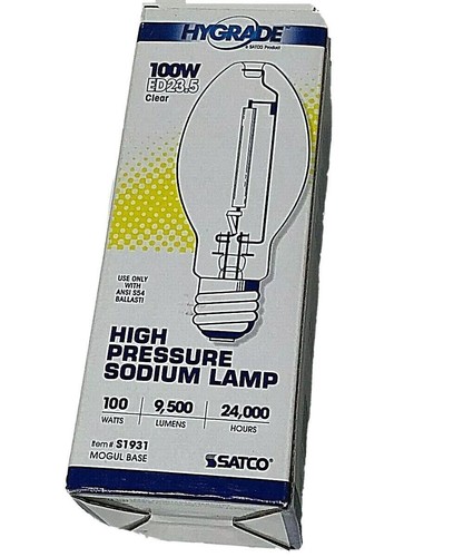 Satco S1931 High Pressure Sodium ED23.5 100W 2200K E39 Mogul Base Clear S54 2pk - Picture 6 of 6