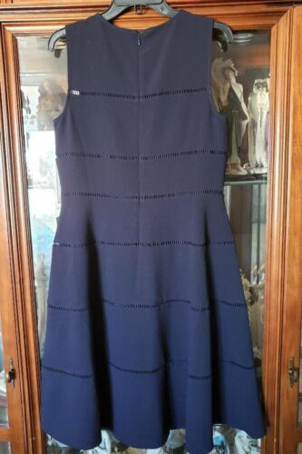 ELIZA J 12 Navy Cutout Lattice Crepe Fit & Flare Dress NWT - Picture 2 of 3