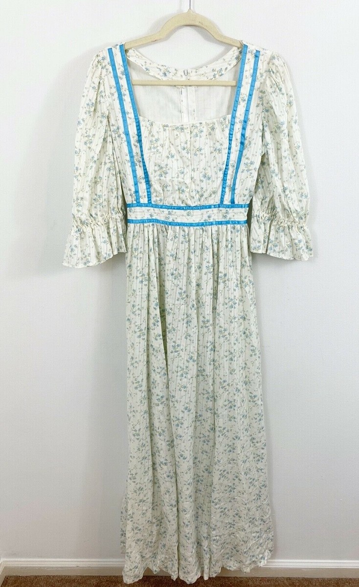 women's blue dress pants Smocked Lace Trim Midi Dress – Blue Cottagecore Dress