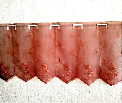 Scheibengardine Stickerei farbig Organza Stabdurchzug Vitragenstange 1,90   neu