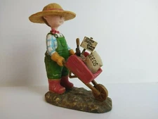Seasons of Midwest Cannon Falls Gardener Figurine 5" Tall w/Wheelbarrow
