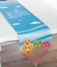 Tropical Beach Seaside Flip-Flop Table Runner Fun Colorful Coastal Table Linen