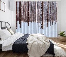 3D Snowy Day Forest ZHUA3002 Photo Curtain Window Blockout Fabric Vera 2023