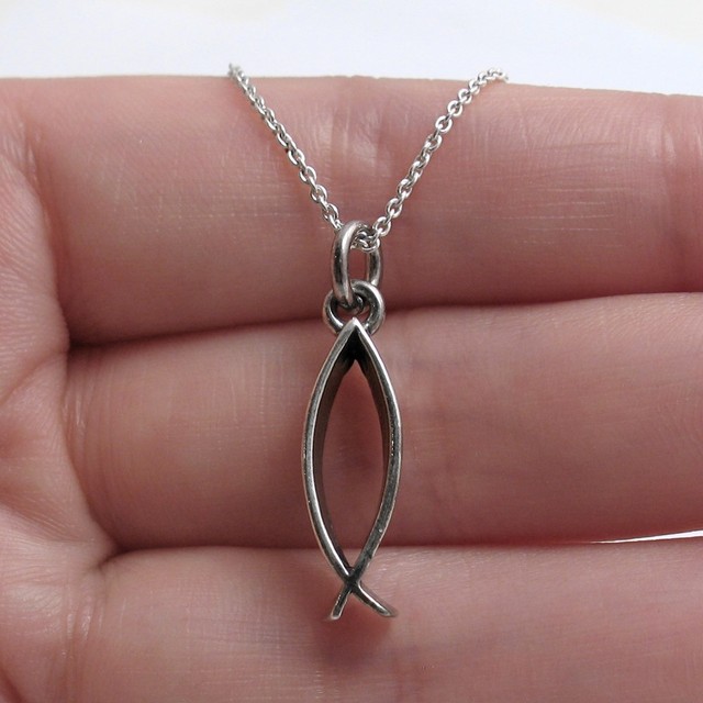 925 Sterling Silver Christian Fish Charm with Necklace eBay