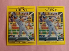 2-1991 FLEER BASEBALL-ROBIN YOUNT-BASE+ERROR CARD-BAT CUT OFF