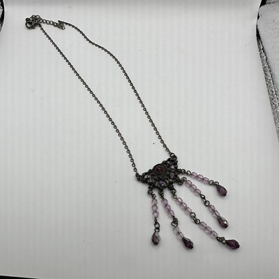 Vintage Purple Stone Y2K Goth Grunge Cleavage Necklace