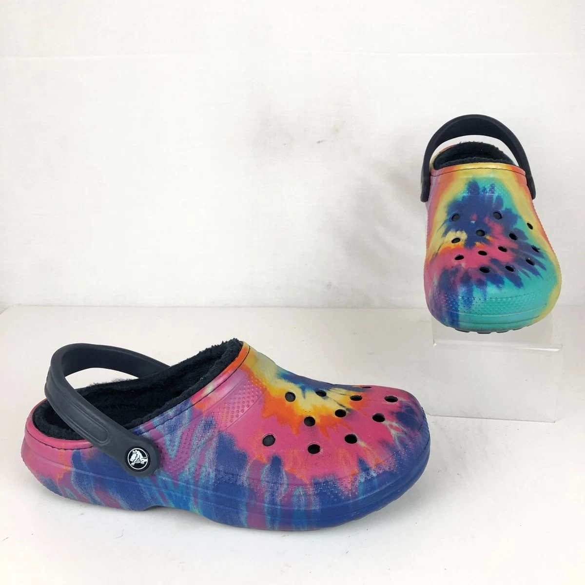 Crocs Unisex Size 8M 10W Classic Dual Comfort Tie Dye Fleece Lined