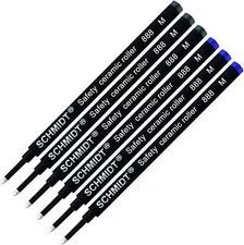 Schmidt 888 Safety Ceramic Rollerball Refill- Black, Blue (Tip 0.7mm)- Pack of 6