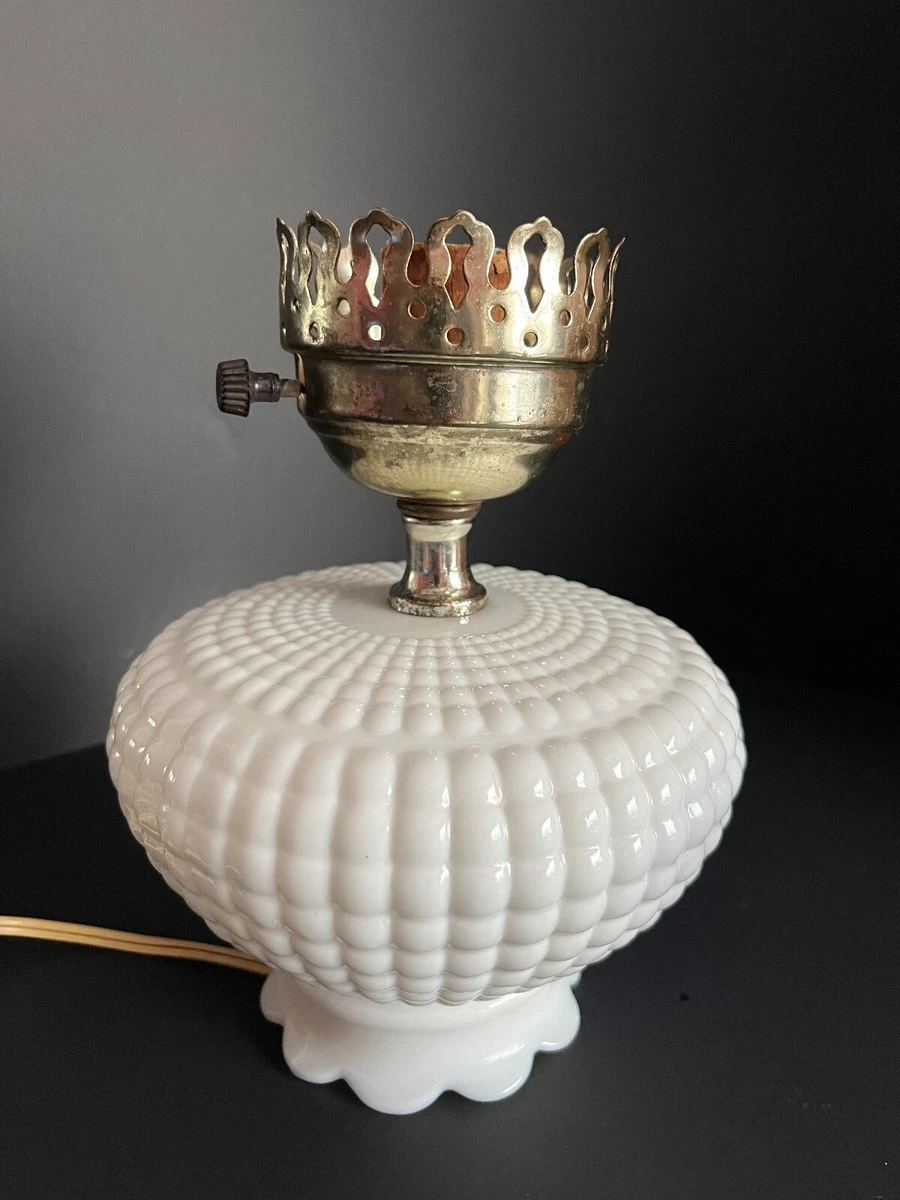 Vintage White Milk Glass Hobnail Table Lamp Base Only No Shade