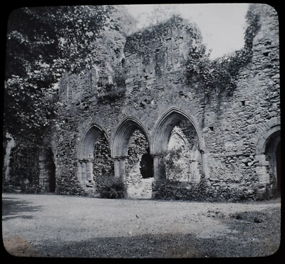 NETLEY ABBEY DER HOF UM 1895 FOTO Magische Laterne Dia HAMPSHIRE