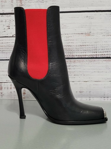 Calvin Klein 205W39nyc Leder bedruckt Chelsea Stiefeletten schwarz rot Größe 35 - Bild 11 von 12