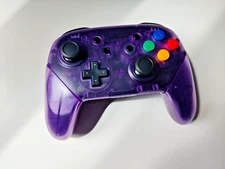 N64 Clear Purple Custom Nintendo Switch Pro Controller with Colorful Button