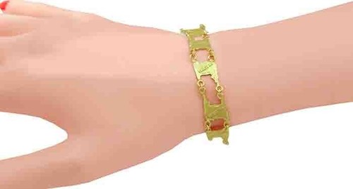 SOLID TRINIDAD MAP BRACELET SOLID 12K YELLOW GOLD -New With Tag - Picture 3 of 3