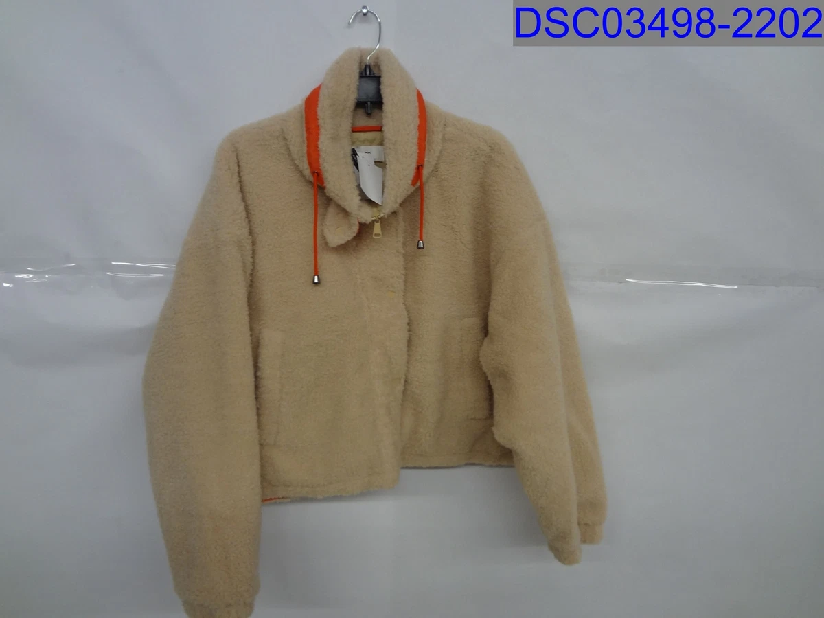 BP. Nordstrom Womens Faux Shearling Boxy Bomber Teddy Jacket Beige Burnt XL