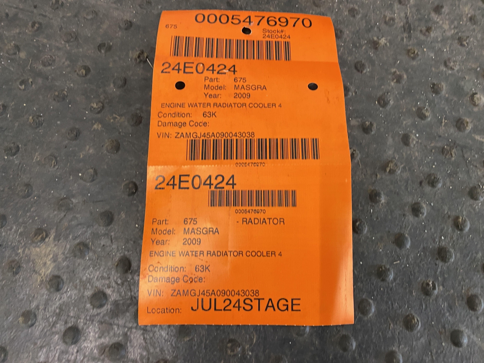 08-16 MASERATI GRANTURISMO 4.2 AT ENGINE WATER RADIATOR COOLER ID 223561