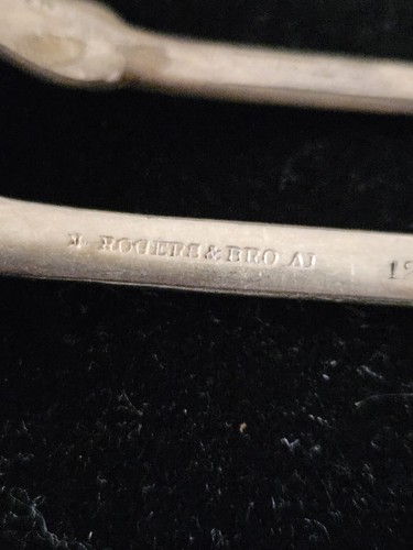 Antique Rogers Bros. A1 Silverplate Set of Two Spoons Engraved 1878 'S.M.Rose' - Picture 10 of 13
