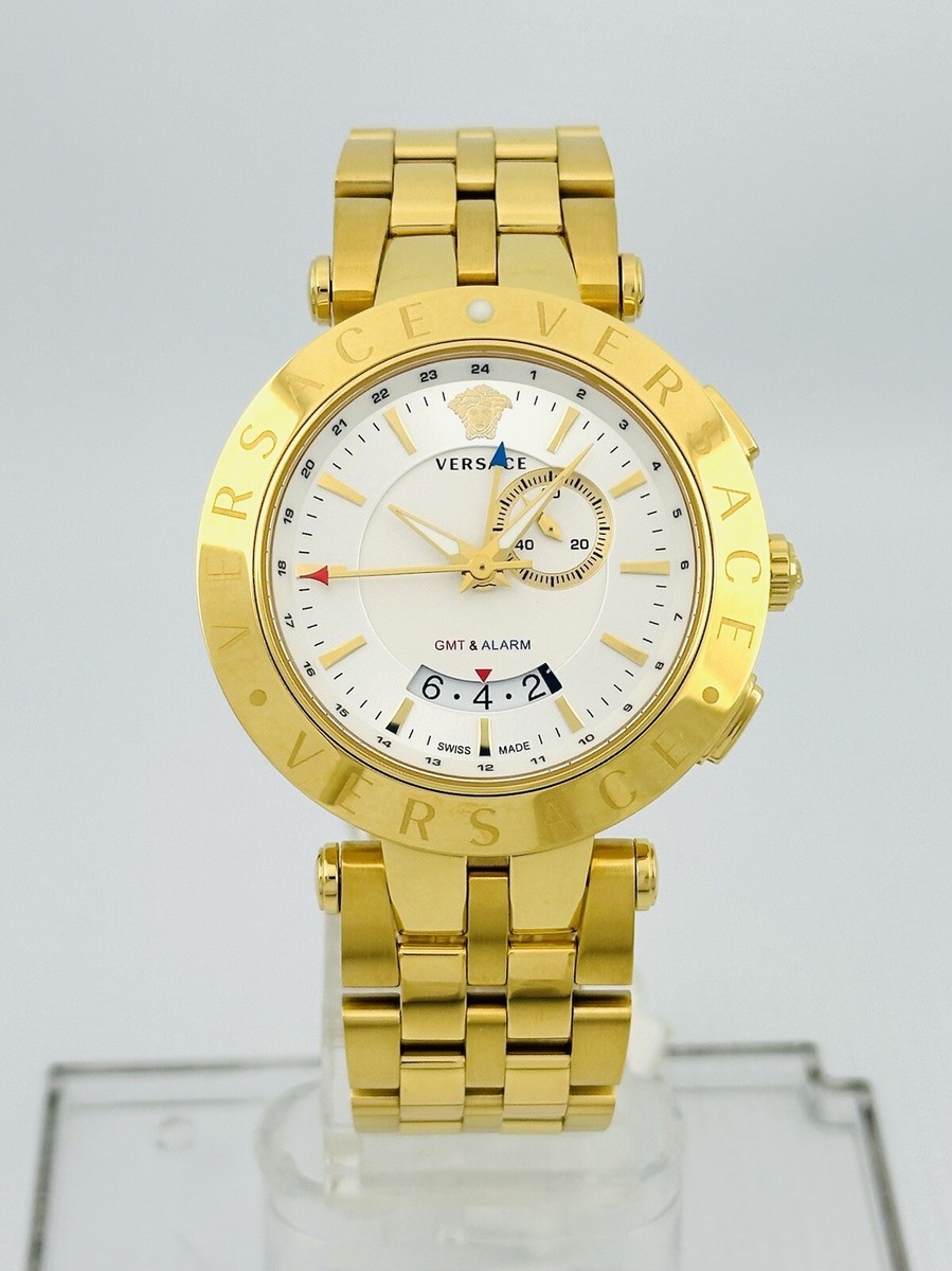 Versace V-Race GMT Men's 29G70D001S070 Golden StainlessSteel 46mm