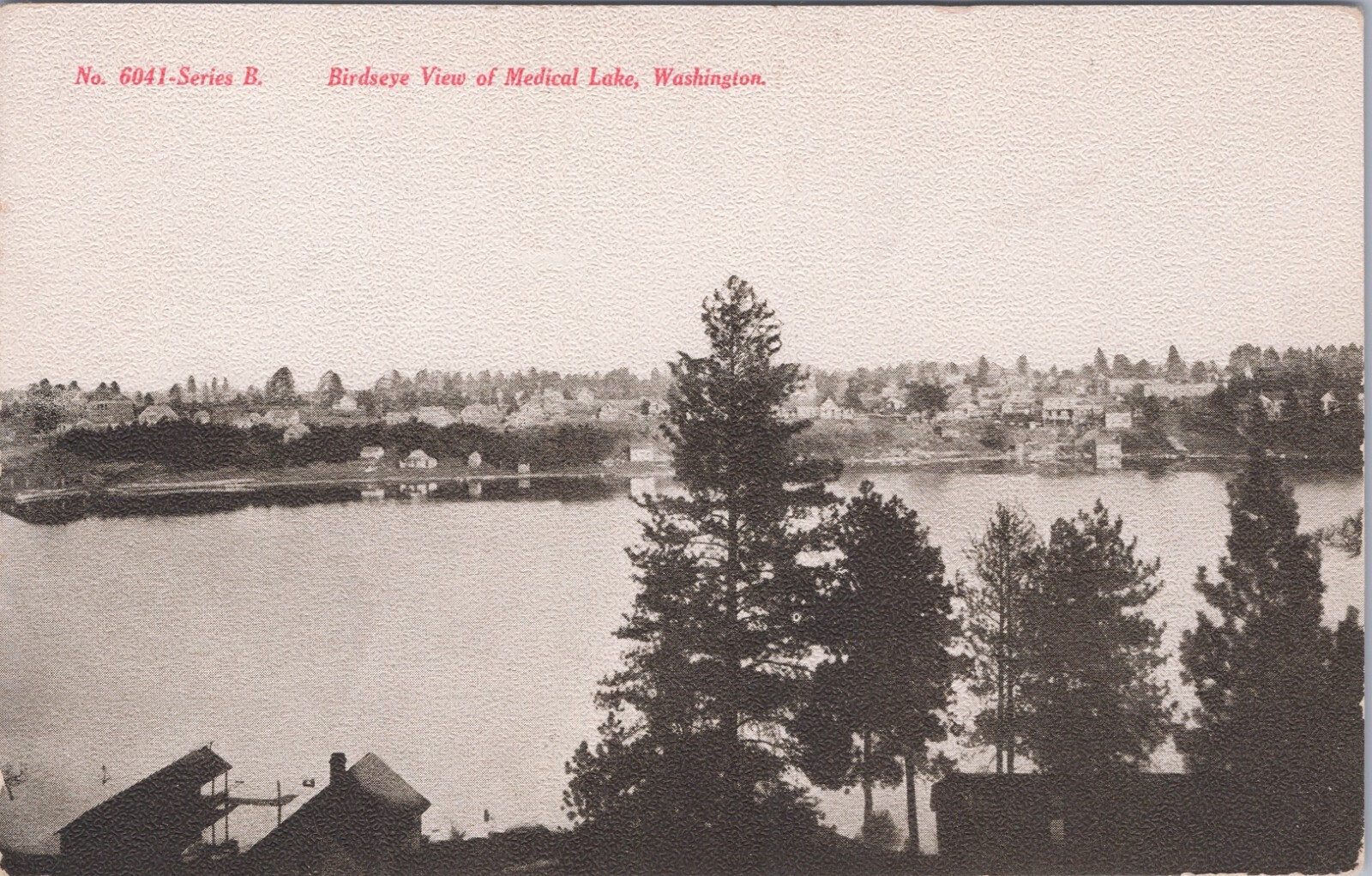 1910 ERA BIRE'S EYE VIEW OF MEDICAL LAKE, WASHINGTON Blackbrooks