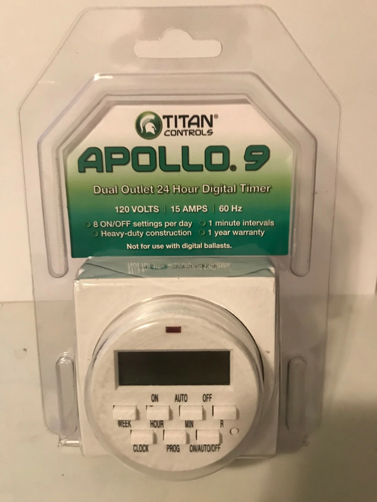 Gardening Titan Controls Apollo 9 – Two Outlet Digital Timer Used for Growing