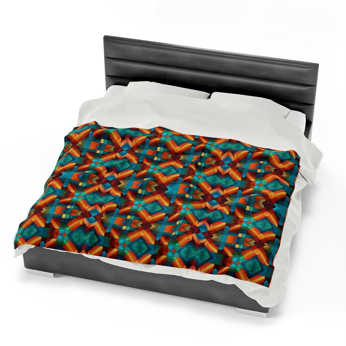 Geometric Tile Colorful Velveteen Plush Blanket