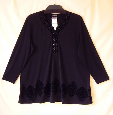 SAMOON Shirt Gerry Weber Gr.48 super edles Longshirt schwarz Polyester Stretch