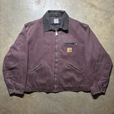 Vintage 90s Carhartt Detroit J43 BRG Blanket Lined Jacket Sz XL 