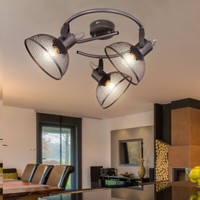 Deckenlampe Spotrondell Spotleuchte 3 Flammig Strahler Schwenkbar E27 Gitter