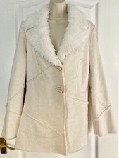 Tk Maxx Faux Fur Duffle Coat Lined Cream Size 8 Uk 36 Eur