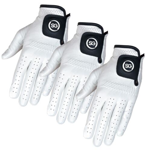 Guantes de golf SG Hombre Blanco 100% Cuero Cabretta tanto Izquierda como Derecha - Imagen 10 de 11
