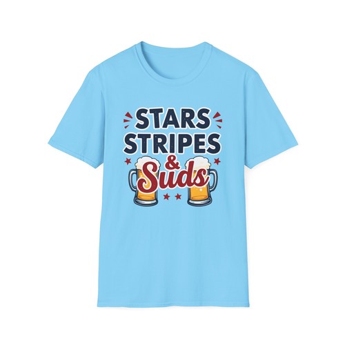4th of July Unisex T-Shirt - Stars Stripes & Suds, Independence Day Tee, - Picture 42 of 61
