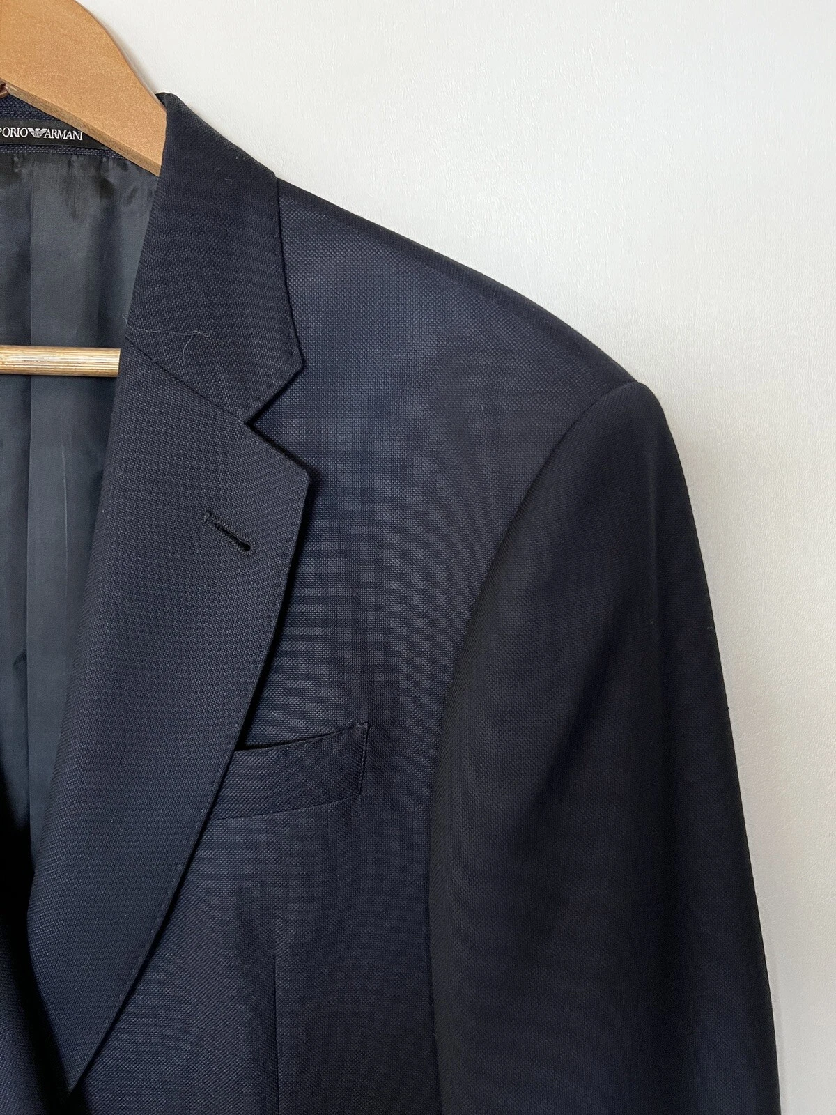 Giorgio Armani — #348 Emporio Armani 100% Wool Solid  Blue Sport Jacket Size 40 R RETAIL $1295